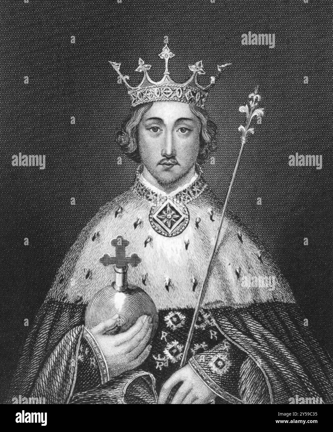 Riccardo II d'Inghilterra (1367-1400) su incisione dal 1830. Re d'Inghilterra tra il 1377 e il 1399. Pubblicato a Londra da Thomas Kelly Foto Stock