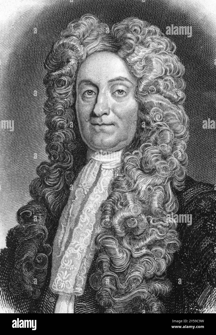 Sir Hans Sloane, i baronetto (1660-1753) su incisione degli anni '1800 Medico e collezionista dell'Ulster-Scot. Inciso per la biblioteca dei Naturalisti Foto Stock