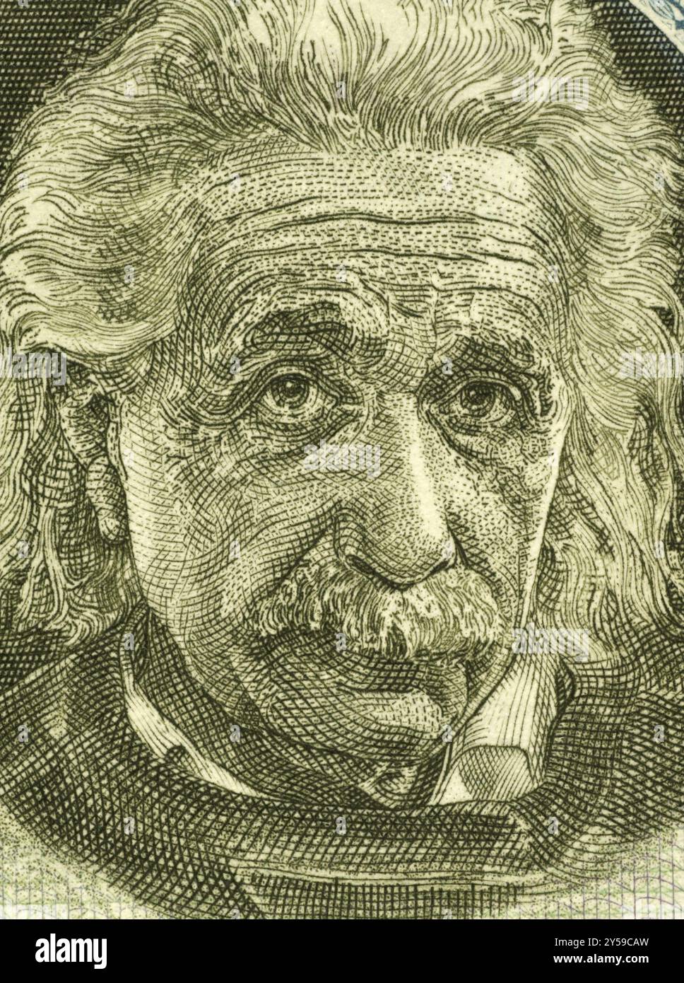 Albert Einstein (1879-1955) su 5 pounds 1968 Banknote from Israel. Fisico teorico nato in Germania considerato come il padre della fisica moderna Foto Stock