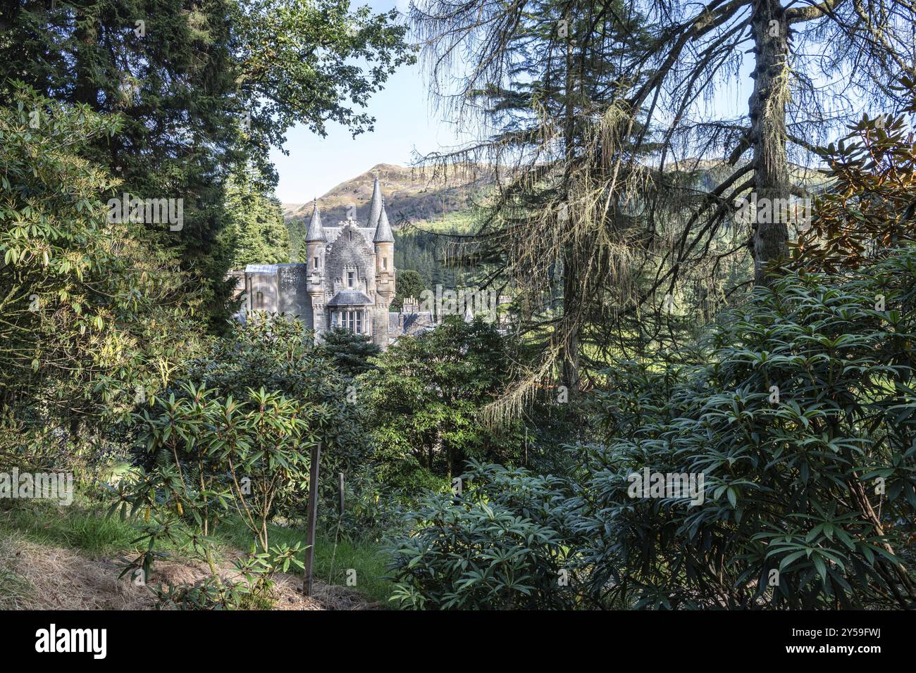 Benmore House, Benmore Botantic Gardens, Strath Eachaig, Scozia, Regno Unito, Europa Foto Stock