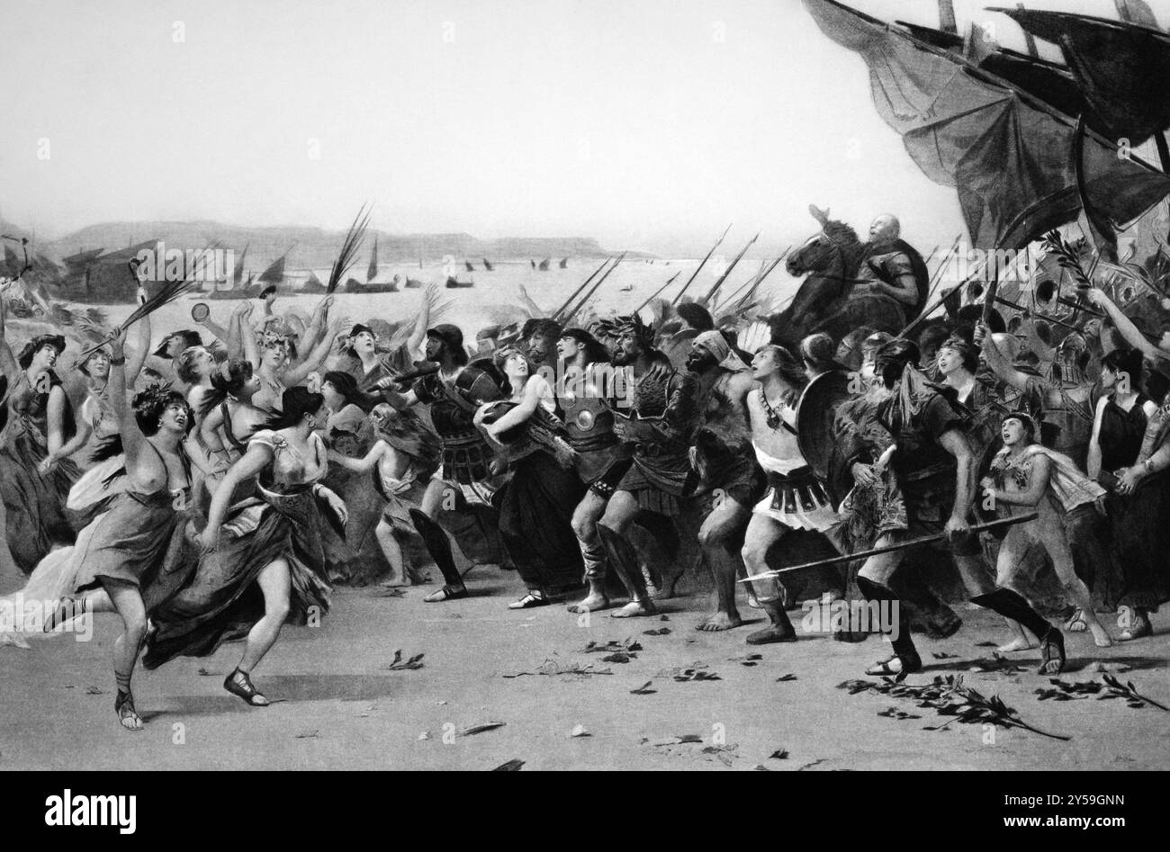 I Vanquisher di Salamina festeggiano. Inciso da Gebbie e pubblicato in Masterpieces of Art of the Paris Exhibition, USA, 1889, Nord America Foto Stock