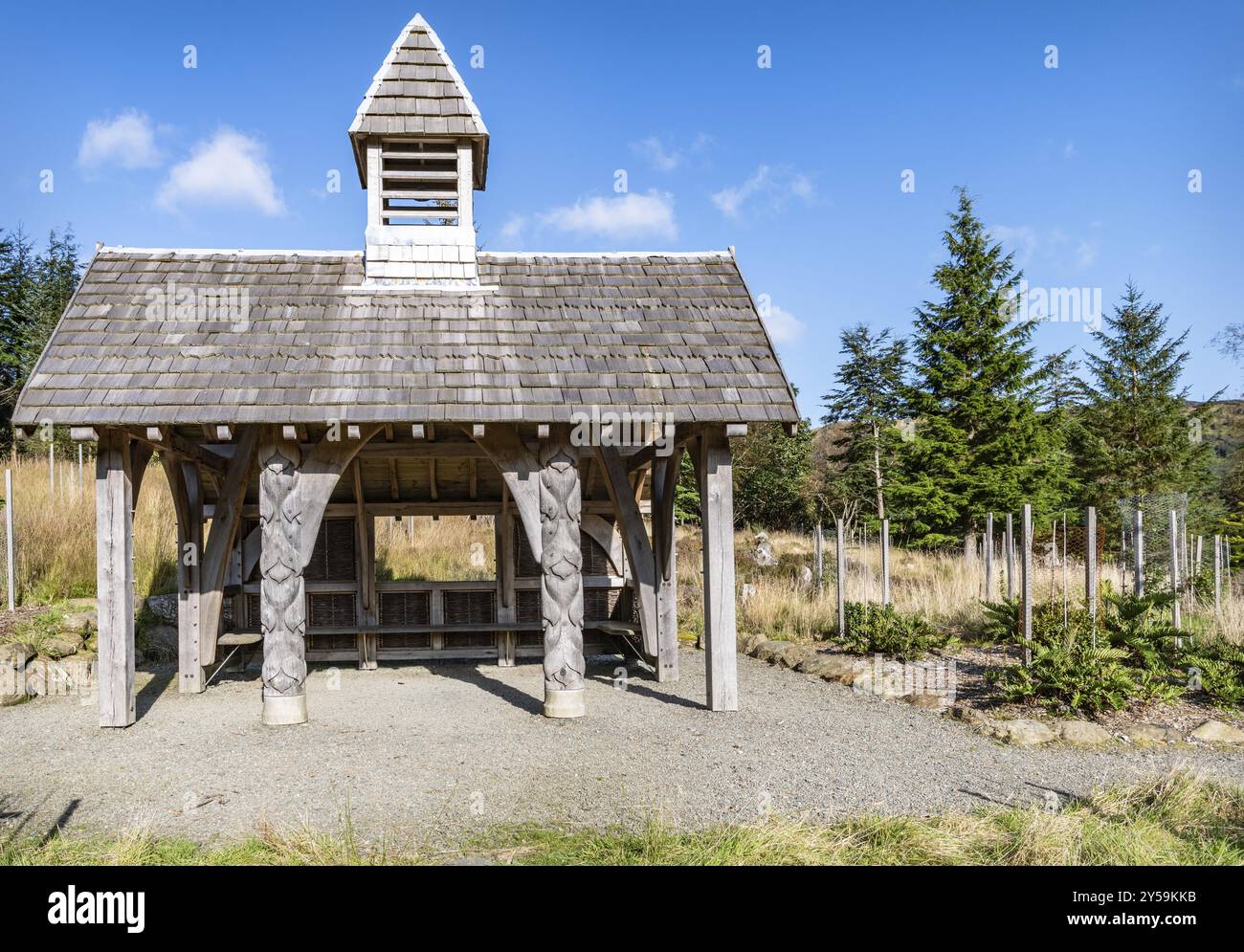 Padiglione cileno, Benmore Botantic Gardens, Strath Eachaig, Scozia, Regno Unito, Europa Foto Stock