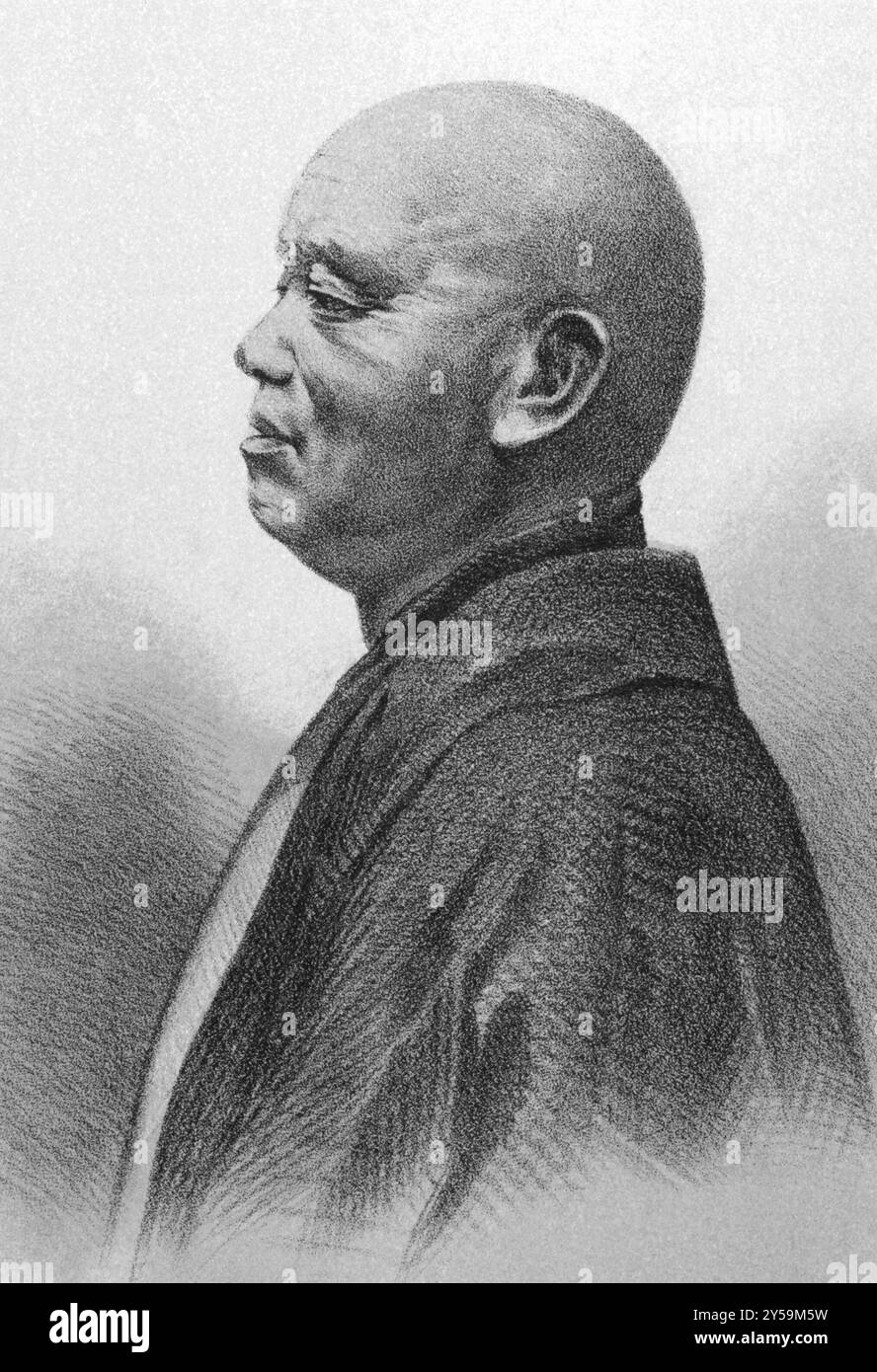 Sacerdote buddista sull'incisione dal 1856. Inciso da P.. S Duval dopo un daguerreotipo di E.. Marrone Foto Stock
