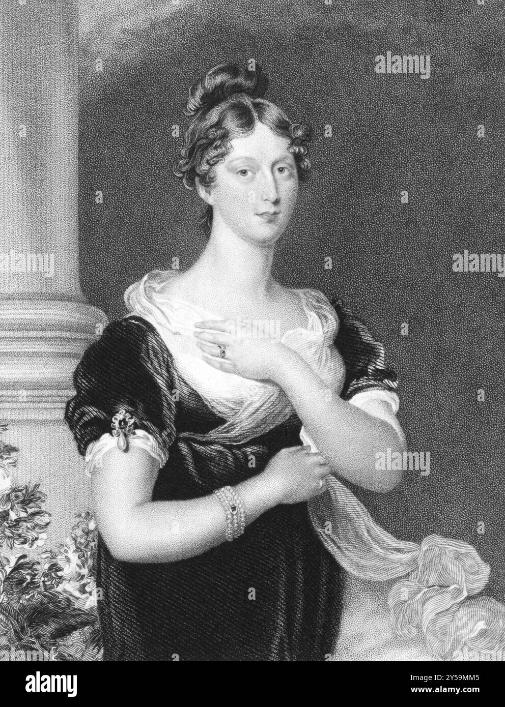 Principessa Charlotte Augusta del Galles (1796-1817) su incisione degli anni '1800 Inciso da E.. Scriven e pubblicato a Londra da W. Friggere e pubblicato in L Foto Stock