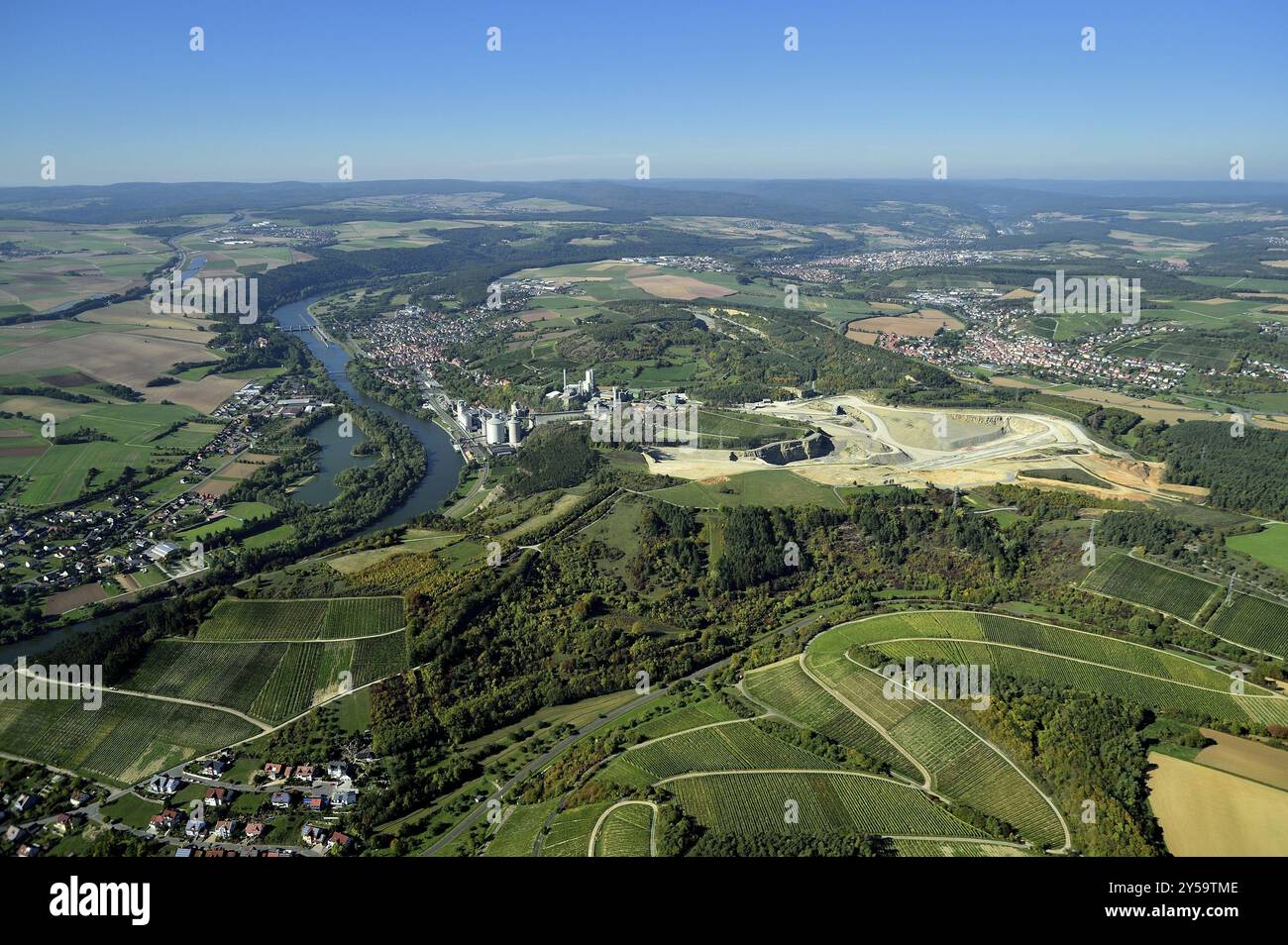 Vista aerea di Lengfurt nel quartiere Main-Spessart Foto Stock