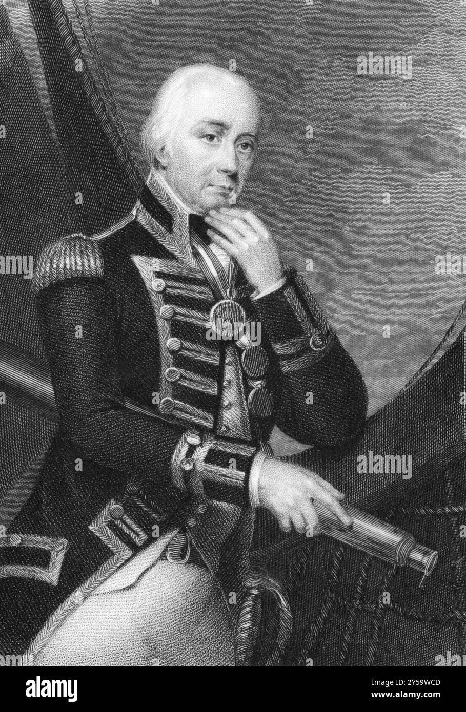 Vice ammiraglio Cuthbert Collingwood, i barone Collingwood (1748-1810) su incisione dal 1832. Ammiraglio della Royal Navy, notevole come partner di Lord Foto Stock