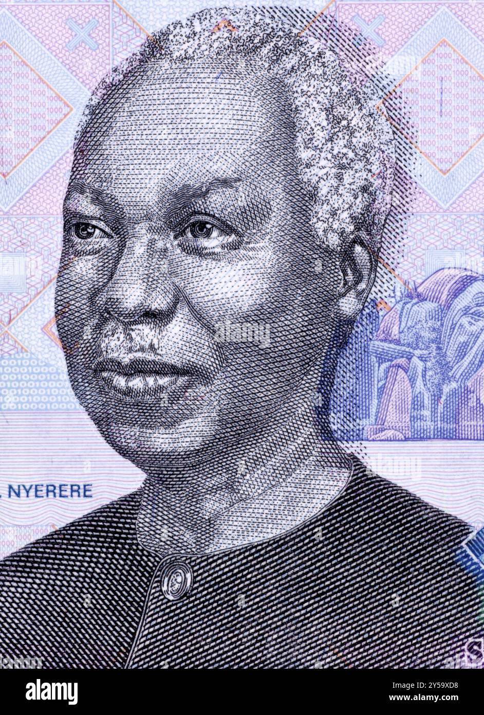 Julius Nyerere (1922-1999) su 1000 shilingi 2006 Banknote dalla Tanzania. Primo presidente della Tanzania nel 1961-1985 Foto Stock