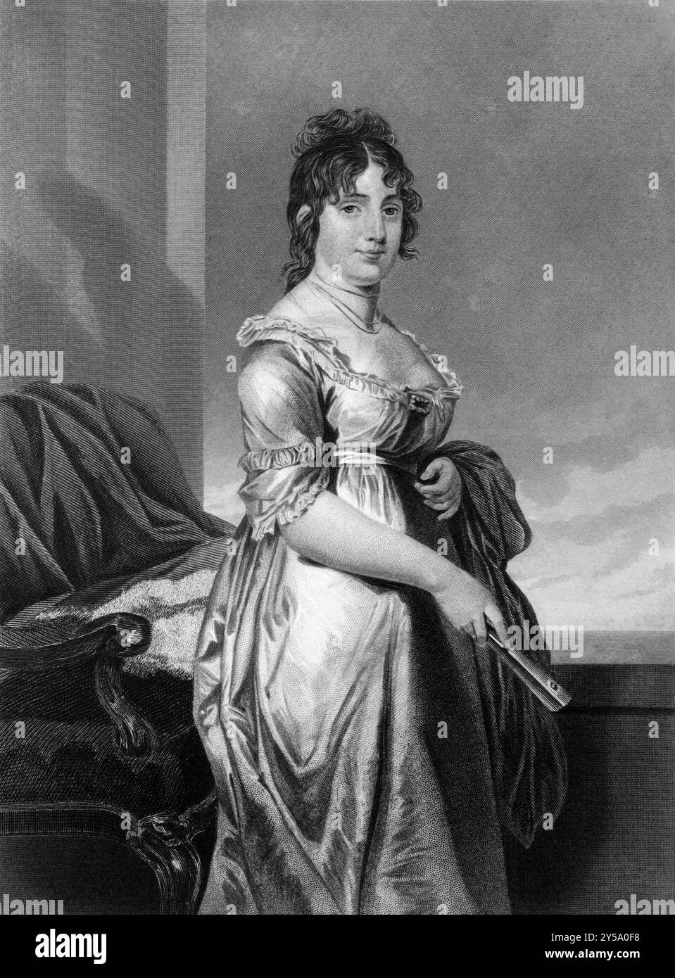 Dolley Madison (1768-1849) su incisione dal 1873. Moglie di James Madison, Presidente degli Stati Uniti. Inciso da un artista sconosciuto e pubblicato su Portrait G. Foto Stock