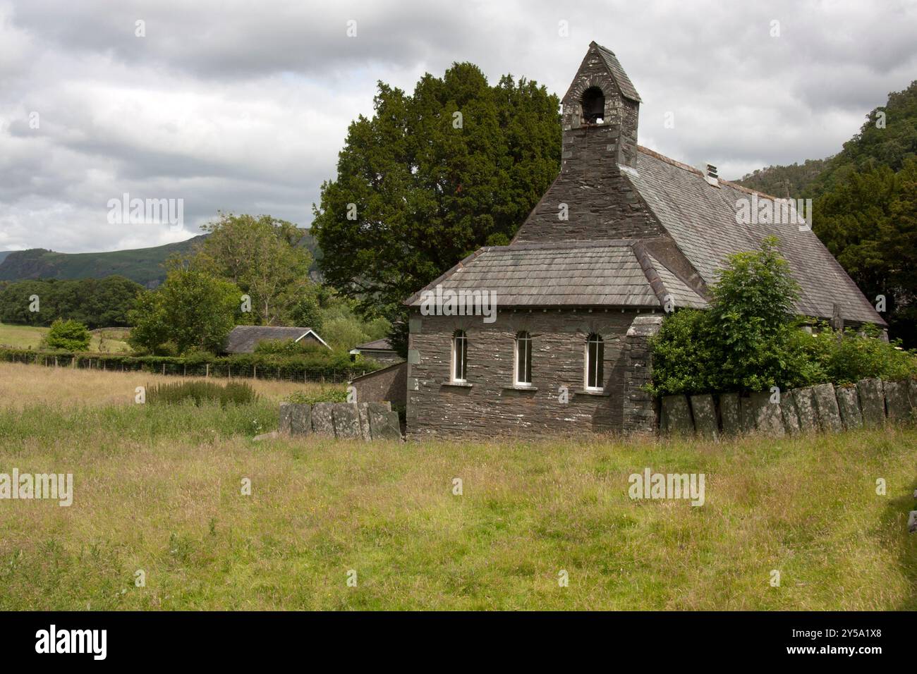 Cappella della chiesa della Santissima Trinità, Grange a Borrowdale, Lake District, Cumbria, Inghilterra Foto Stock