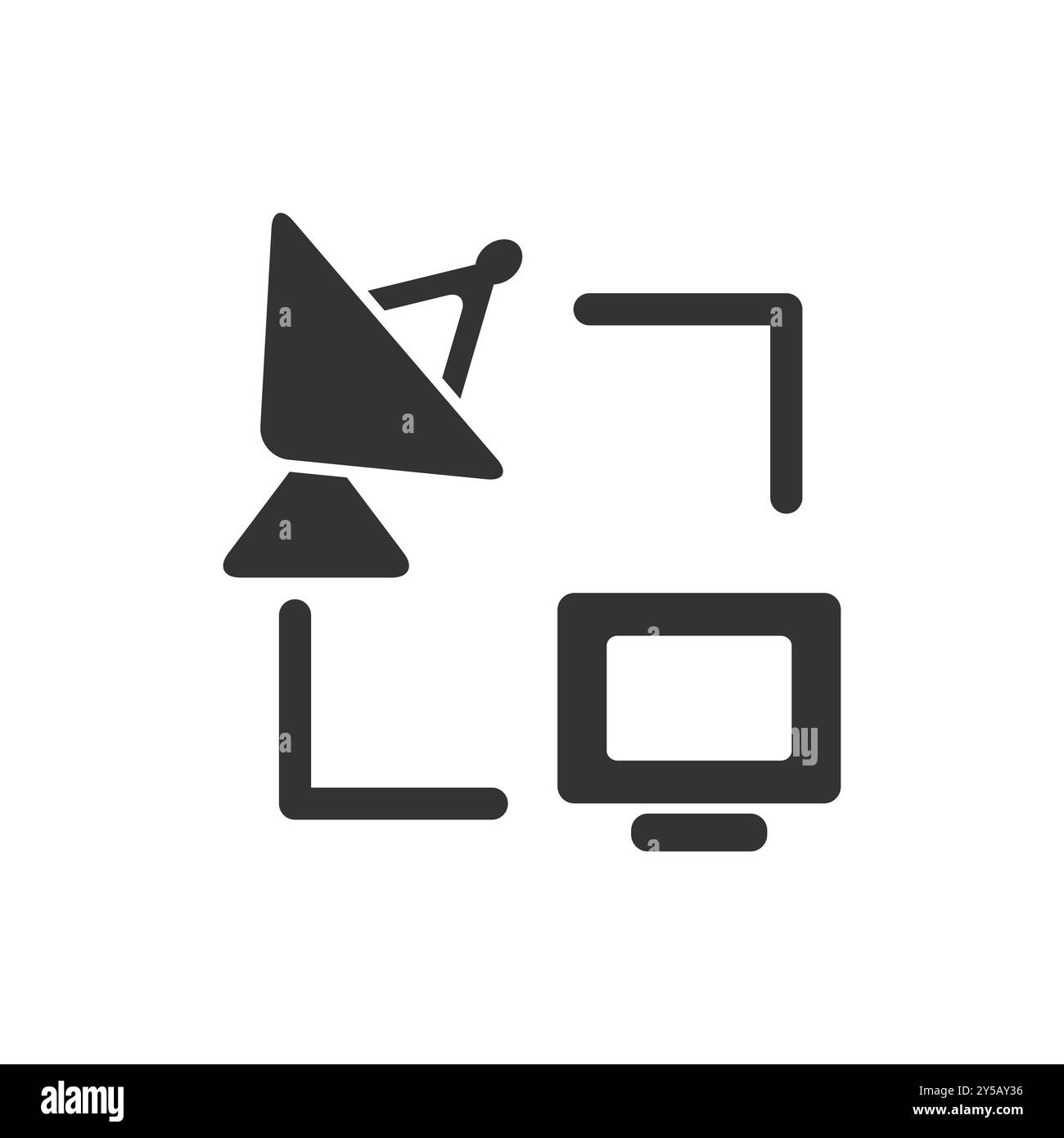 Icona antenna satellitare e rete computer. Illustrazione Vettoriale