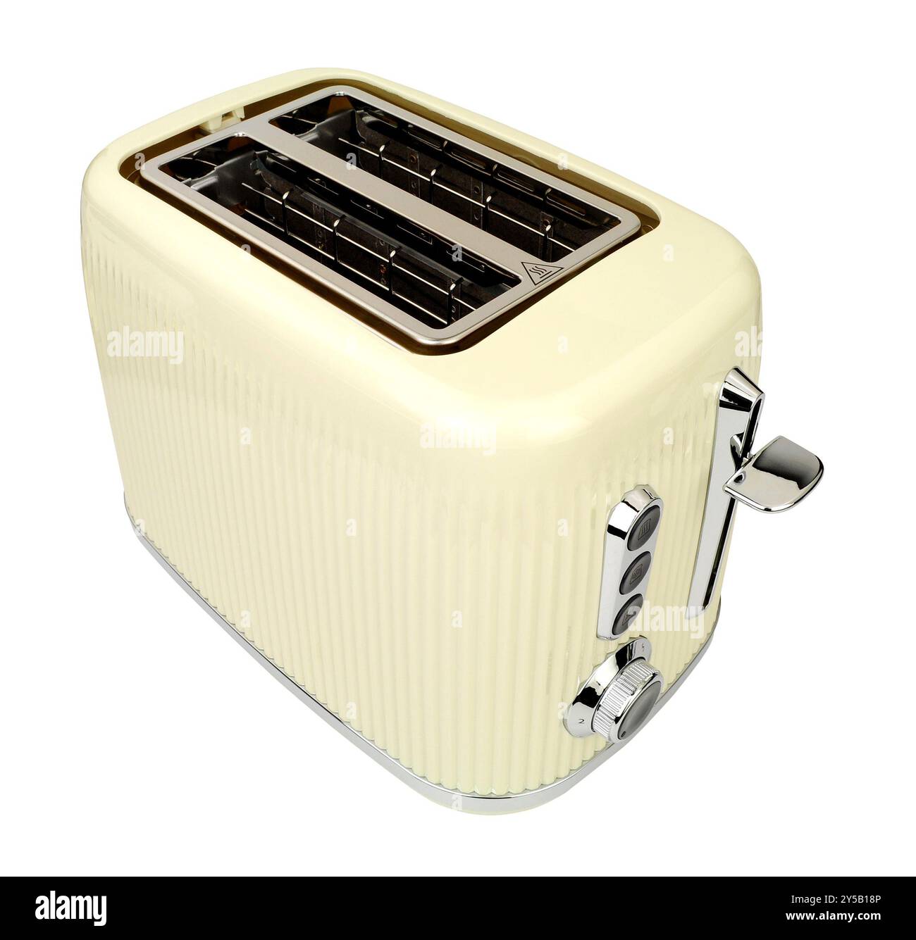 Tostapane elettrico color crema a due fessure con dettagli cromati Foto Stock