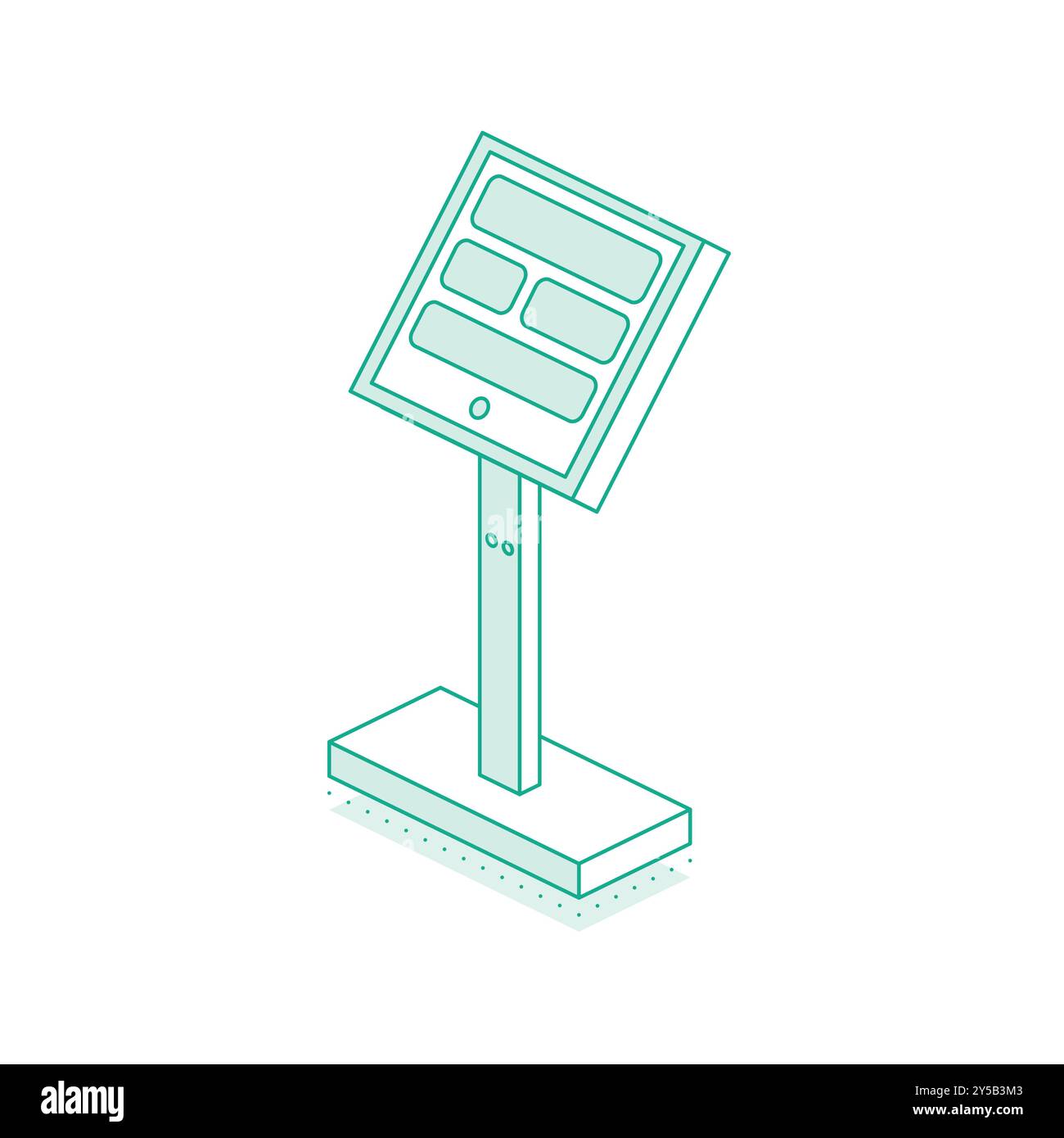 Chiosco interattivo isometrico. Terminal self-service in metropolitana o sulla stazione ferroviaria isolato su sfondo bianco. Fornire informazioni. Illustrazione vettoriale Illustrazione Vettoriale