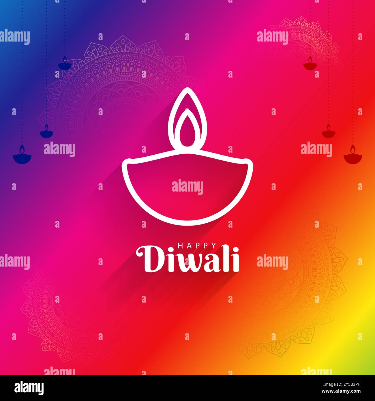 Illustrazione vettoriale del modello di feed dei social media Happy Diwali Illustrazione Vettoriale