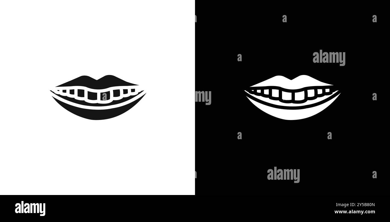 smile with teeth icon vector logo set collection o pacchetto Illustrazione Vettoriale