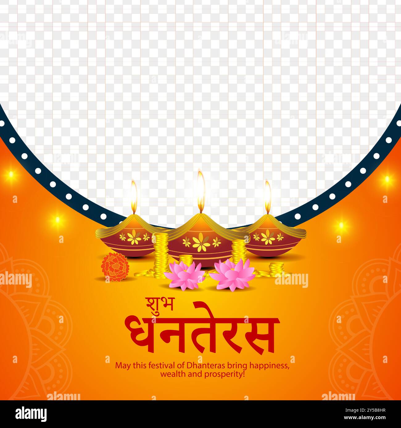 Illustrazione vettoriale del modello di feed dei social media di Happy Dhanteras Illustrazione Vettoriale