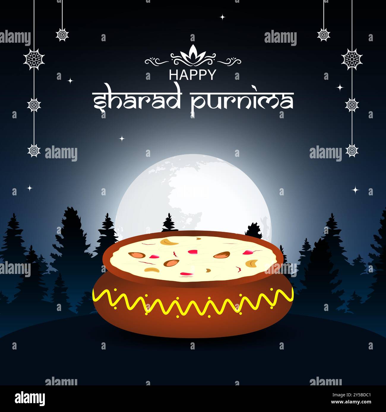 Illustrazione vettoriale del modello di feed dei social media di Happy Sharad Purnima Illustrazione Vettoriale