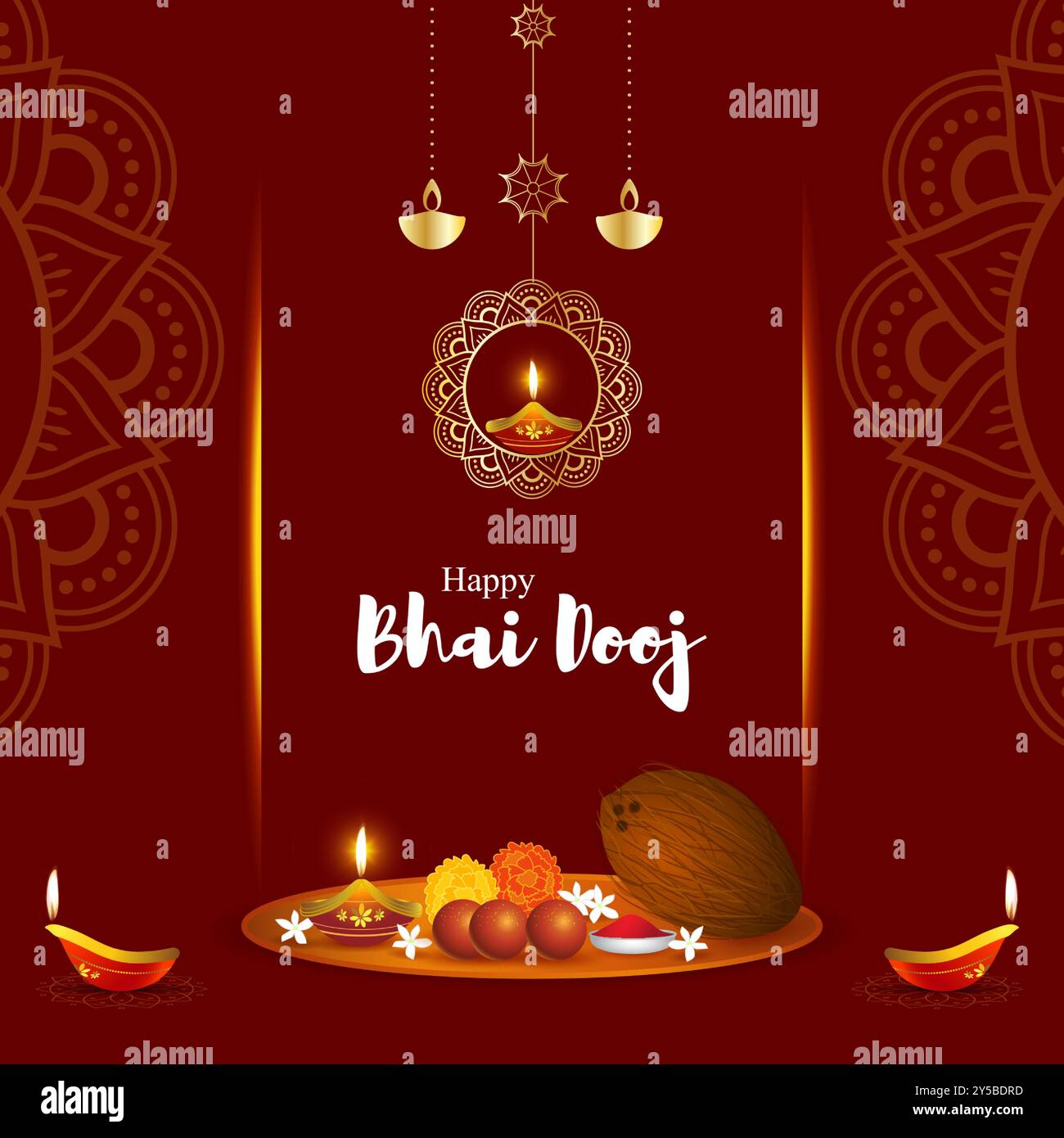 Illustrazione vettoriale del modello di feed dei social media di Happy Bhai Dooj Illustrazione Vettoriale