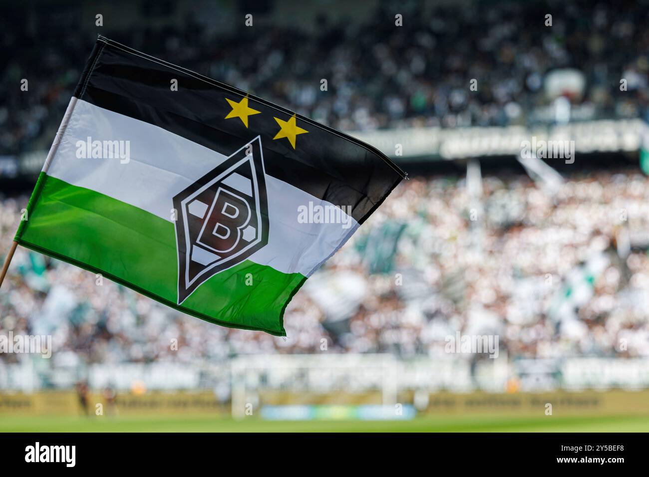 Firo : 14.09.2024, calcio, 1. Campionato, 1. Bundesliga, Borussia Monchengladbach - VfB Stuttgart Borussia Monchengladbach Branding, Logo, bandiera Foto Stock