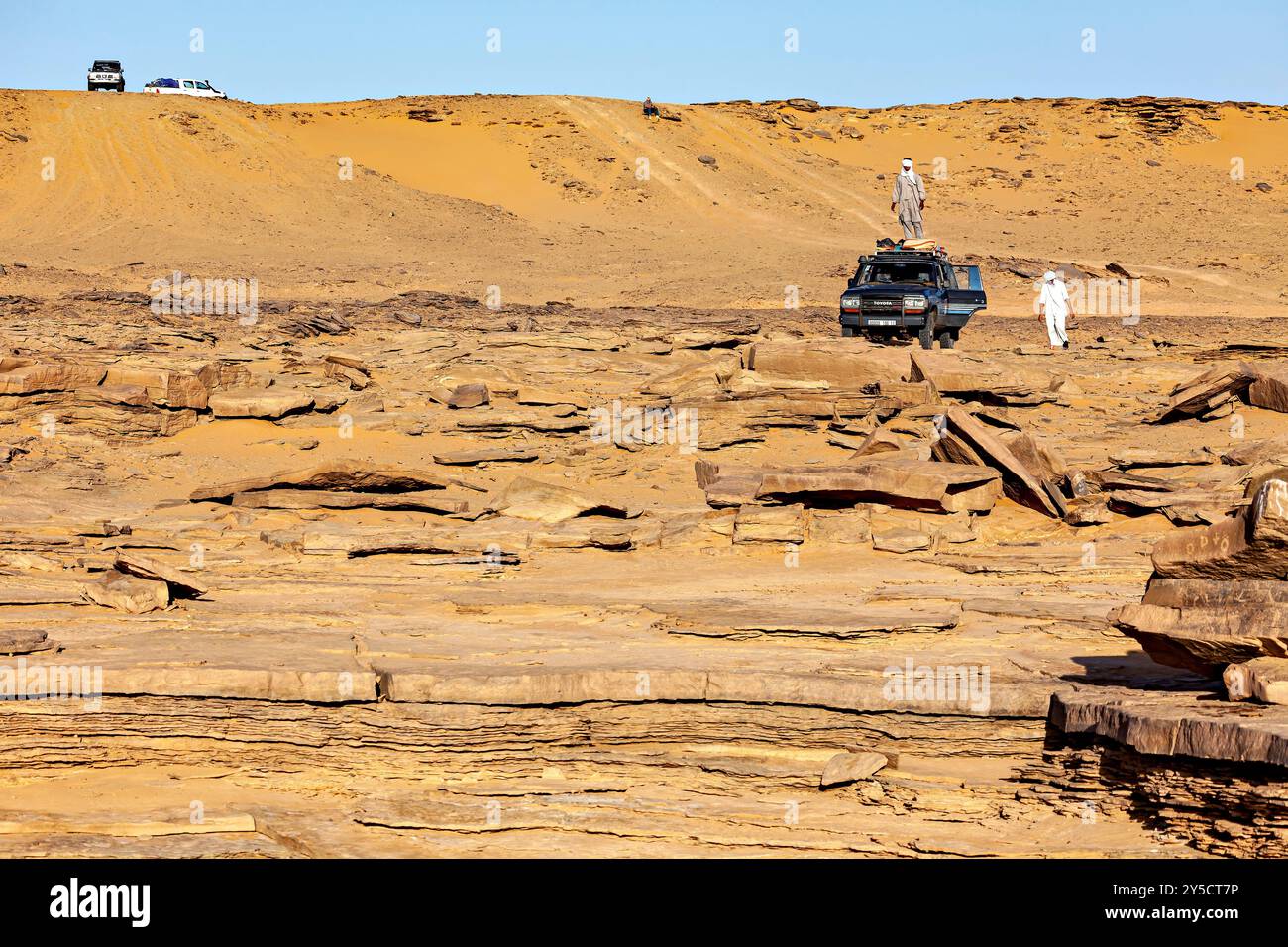 Avventura fuoristrada nel deserto del Sahara Foto Stock