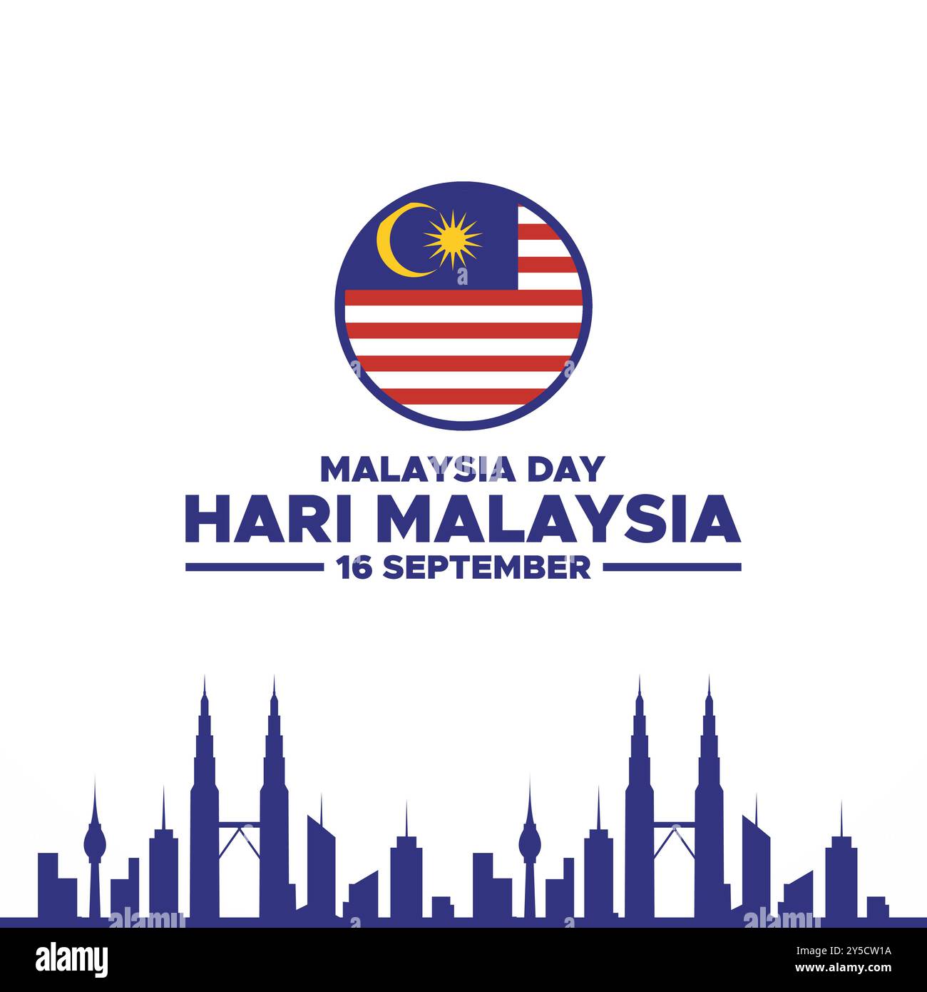 Hari Malaysia, Malaysia Day, 16 settembre, post, annunci, banner, poster, design volantino per Hari Malaysia, modello modificabile, illustrazione stock. Illustrazione Vettoriale