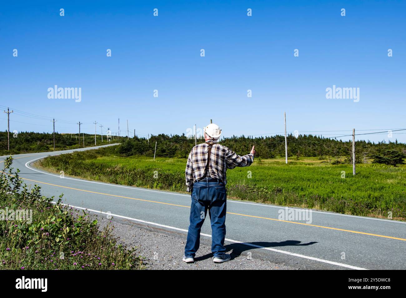 Autostop sulla NL 100 a Cuslett, Terranova e Labrador, Canada Foto Stock
