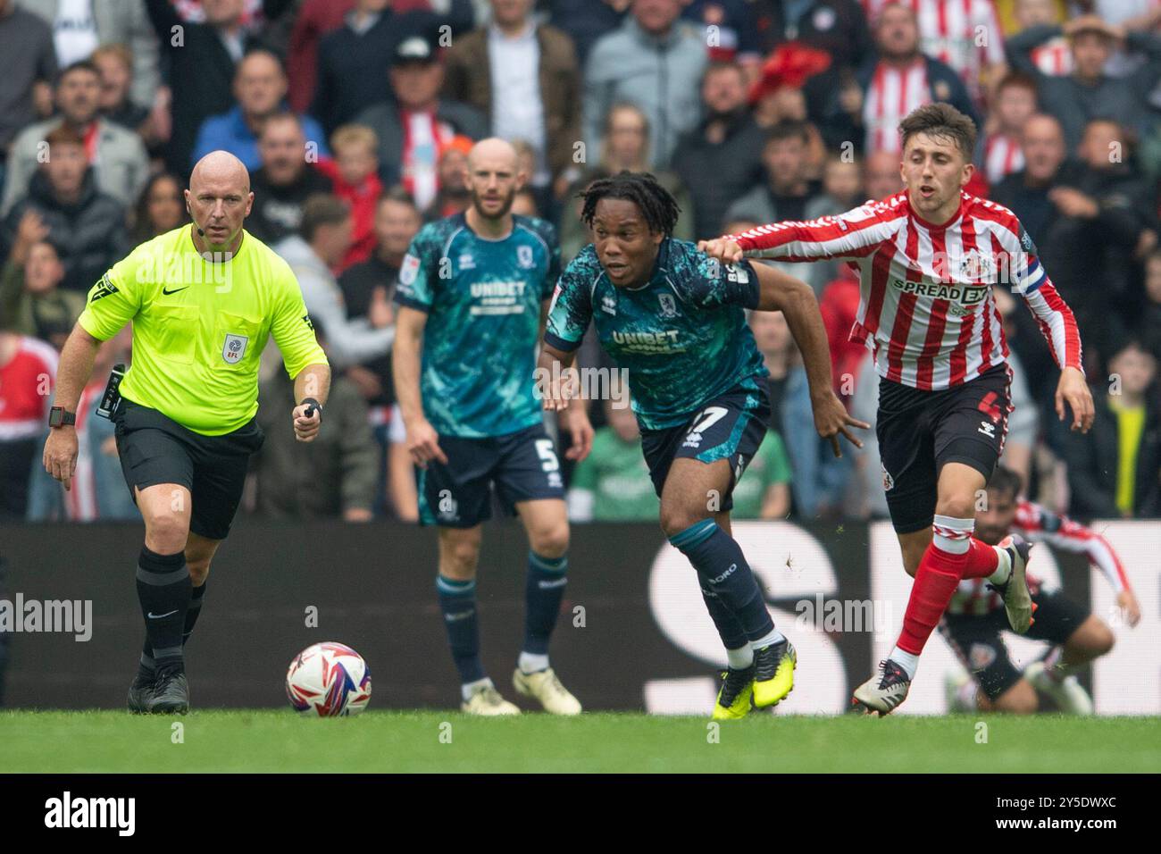 Micah Hamilton di Middlesbrough durante la partita del Campionato Sky Bet tra Sunderland e Middlesbrough allo Stadio della luce di Sunderland sabato 21 settembre 2024. (Foto: Trevor Wilkinson | mi News) crediti: MI News & Sport /Alamy Live News Foto Stock