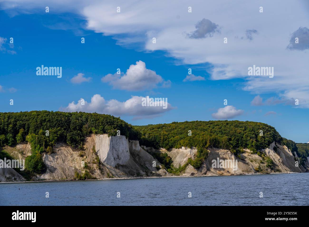 Le scogliere di gesso di Rügen, le scogliere dello Stubbenkammer, nel Parco Nazionale di Jasmund, vista sul Mar Baltico e la costa delle scogliere di gesso, tra Sassn Foto Stock