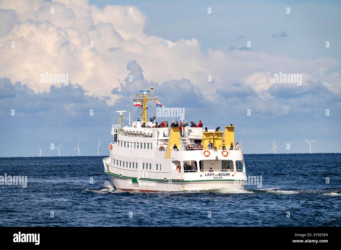 Escursione in barca Lady da Büsum, viaggio di andata e ritorno alle scogliere di gesso di Rügen, presso il Parco Nazionale di Jasmund, vista del Mar Baltico tra Sassnitz e Loh Foto Stock