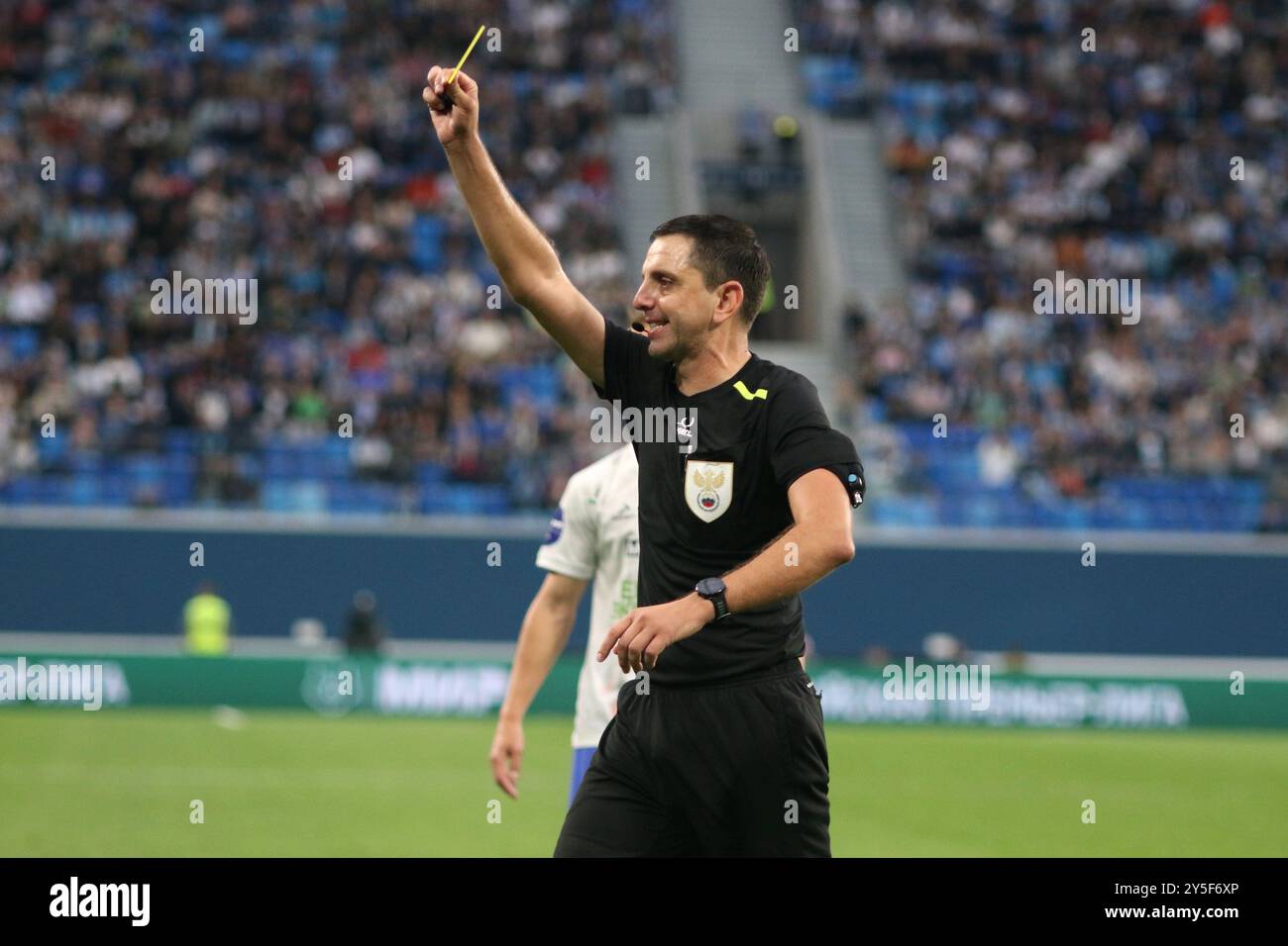 San Pietroburgo, Russia. 21 settembre 2024. Pavel Kukuyan, giudice capo visto durante la partita di calcio della Premier League russa tra Zenit Saint Petersburg e Fakel Voronezh alla Gazprom Arena. Punteggio finale; Zenit 3:1 Fakel. Credito: SOPA Images Limited/Alamy Live News Foto Stock