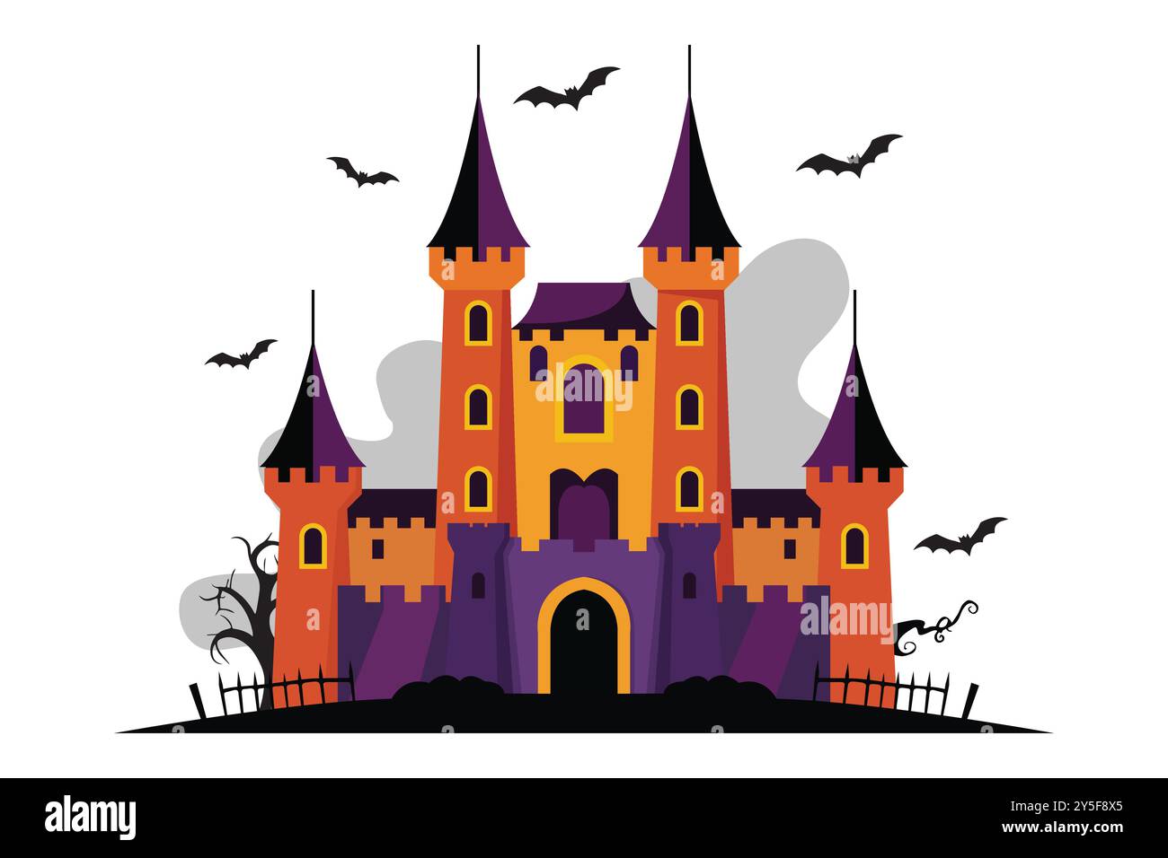 Sfondo illustrativo halloween del castello infestato . Illustrazione vettoriale Illustrazione Vettoriale