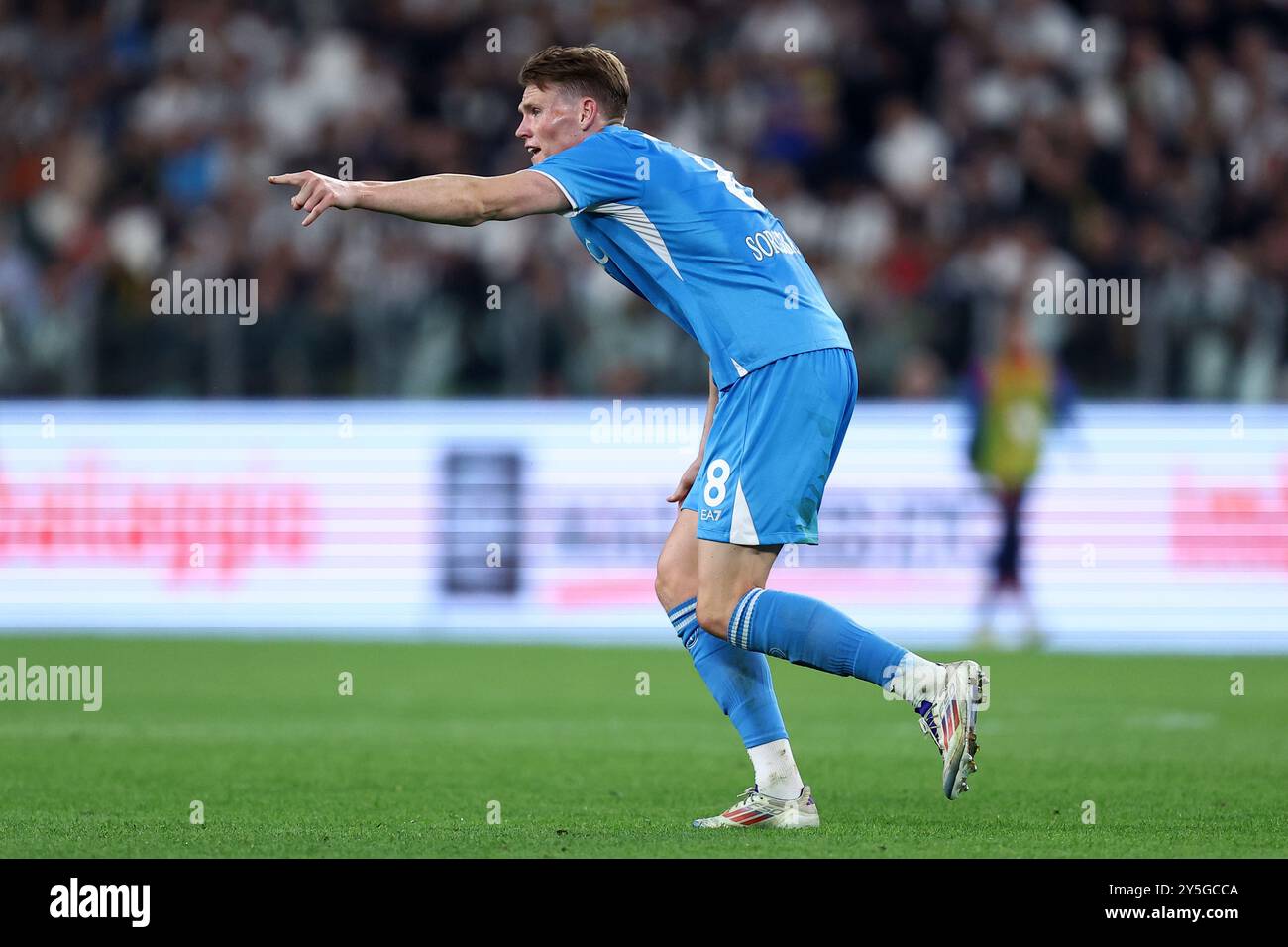 Torino, Italia. 21 settembre 2024. Scott McTominay della SSC Napoli gesti durante la partita di serie A tra Juventus FC e SSC Napoli allo Stadio Allianz il 21 settembre 2024 a Torino. Crediti: Marco Canoniero/Alamy Live News Foto Stock