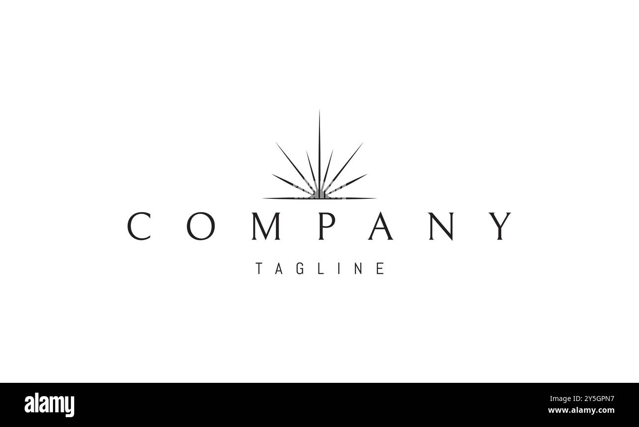 Logo vettoriale con un'immagine astratta di una montagna splendente. Illustrazione Vettoriale