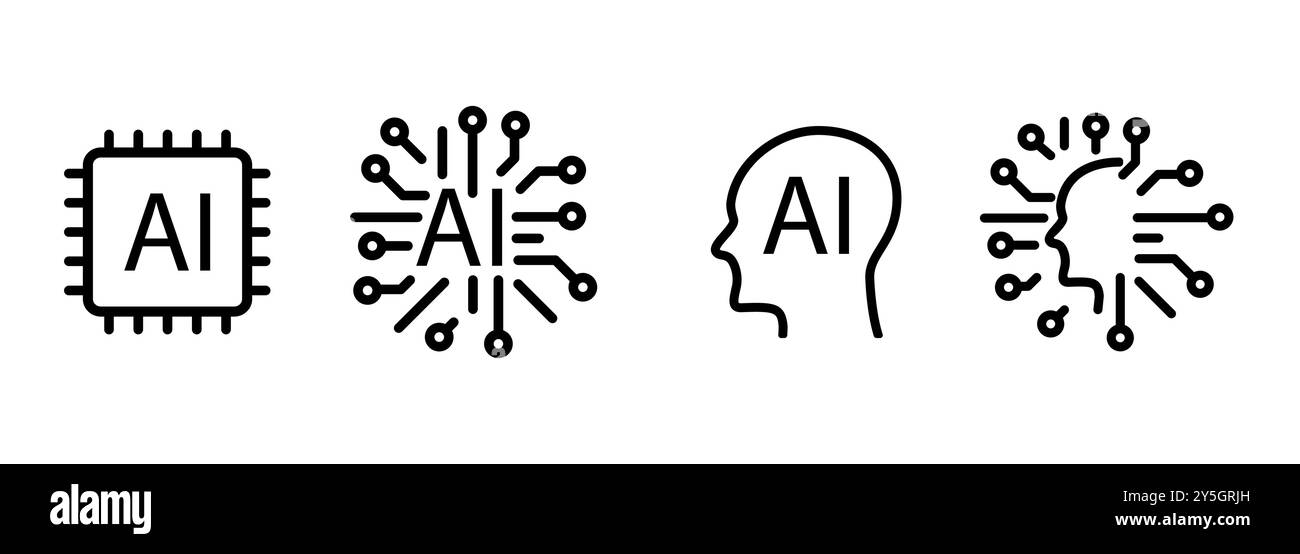 Design dell'icona AI intelligenza artificiale sfondo bianco NPU unità di elaborazione neurale processore chip principale unità di elaborazione neurale Illustrazione Vettoriale