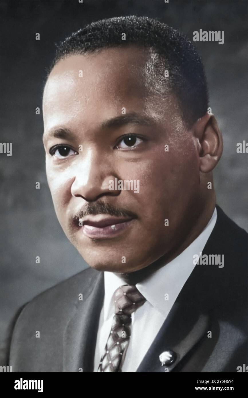 Martin Luther King ritratto in bianco e nero, 1964 - colorato Foto Stock