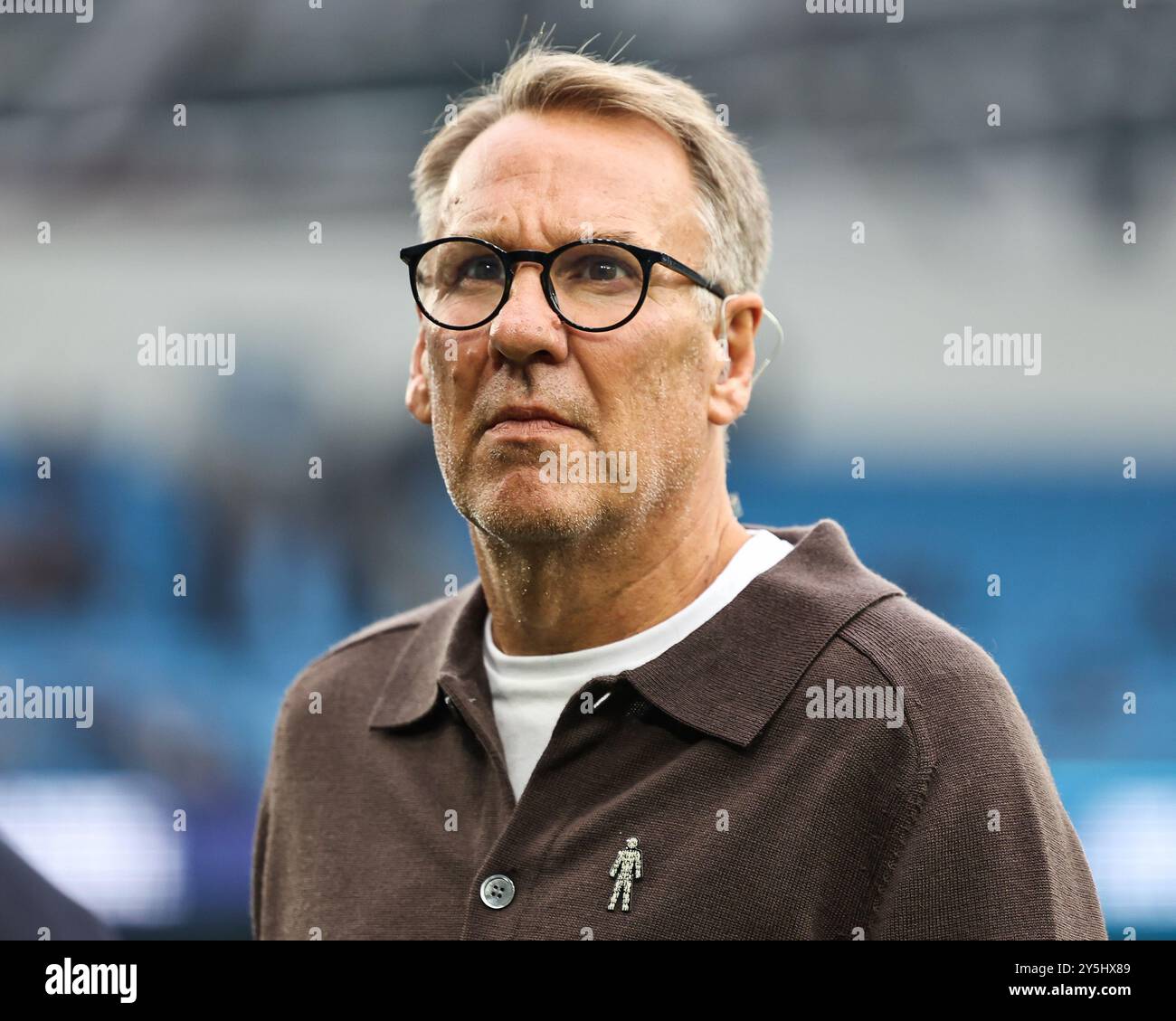 Paul Merson ex giocatore dell'Arsenal ora pundit televisivo in vista della partita di Premier League Manchester City vs Arsenal all'Etihad Stadium, Manchester, Regno Unito, 22 settembre 2024 (foto di Mark Cosgrove/News Images) in, il 22 settembre 2024. (Foto di Mark Cosgrove/News Images/Sipa USA) credito: SIPA USA/Alamy Live News Foto Stock