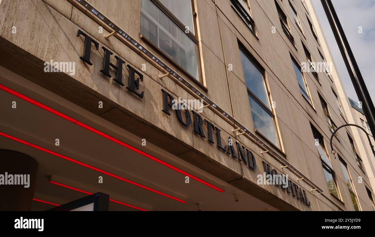 Il Portland Hospital, Great Portland Street, Londra. Foto Stock