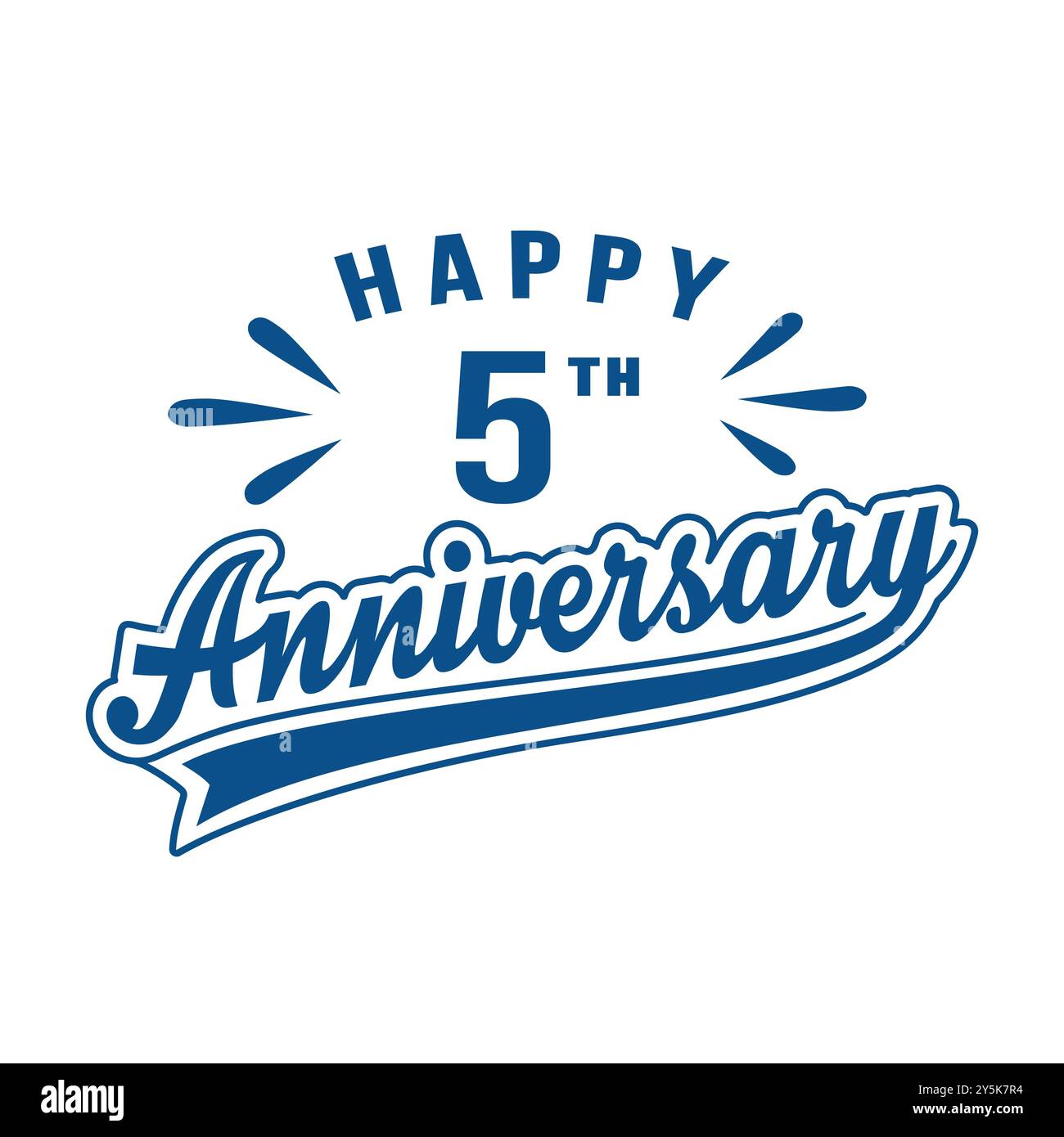 Buon 5° anniversario. design per 5 anni. Vettore e illustrazione. Illustrazione Vettoriale