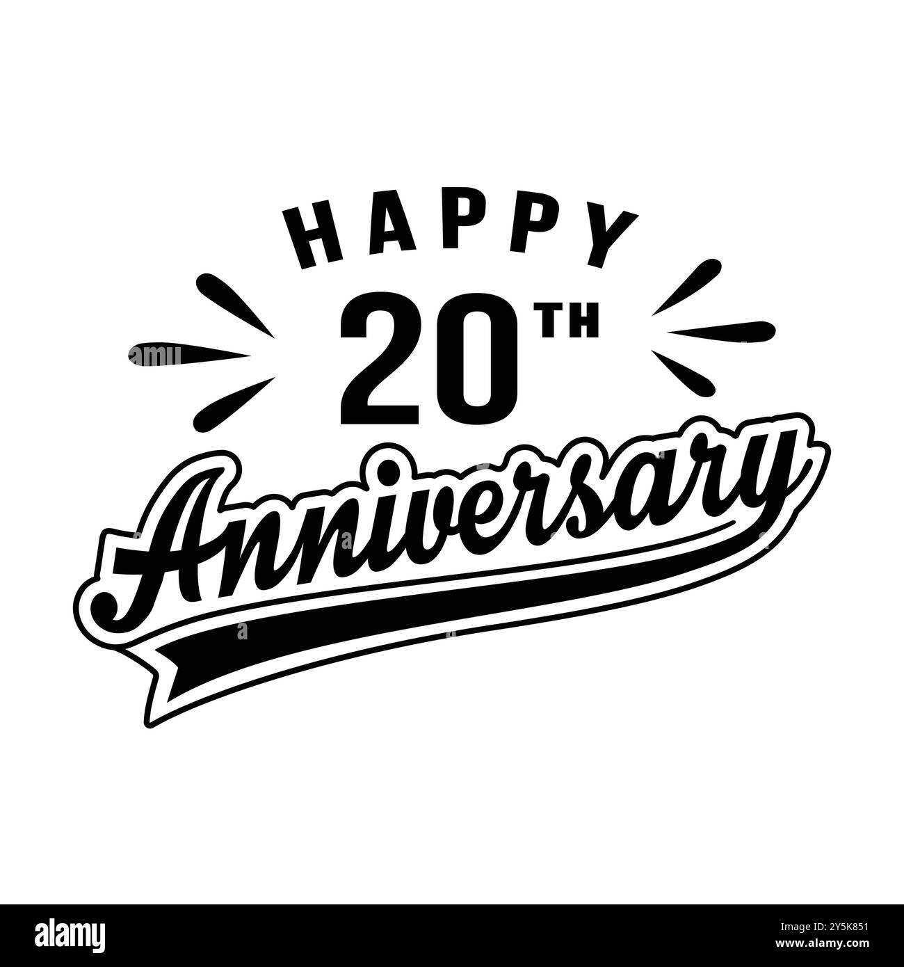 Buon ventesimo anniversario. design per il 20° anniversario. Vettore e illustrazione. Illustrazione Vettoriale