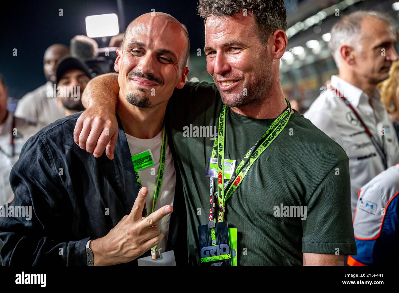 Marina Bay, Singapore, 22 settembre 2024, Mark Cavendish, campione di ciclismo che partecipa al giorno della gara, round 18 del campionato di Formula 1 2024. Crediti: Michael Potts/Alamy Live News Foto Stock