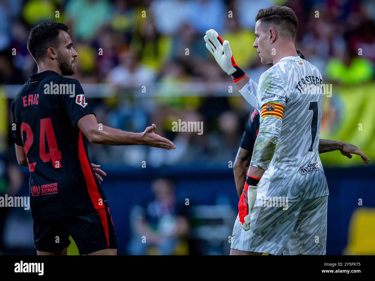 Villarreal, Germania. 22 settembre 2024. Fussball la Liga 6. Spieltag FC Villarreal - FC Barcelona am 22.09.2024 im Estadio de la ceramica a Villareal Eric Garcia Martret ( Barcellona ), Links - Marc-Andre ter Stegen ( Barcellona ), rechts foto: Revierfoto crediti: ddp media GmbH/Alamy Live News Foto Stock