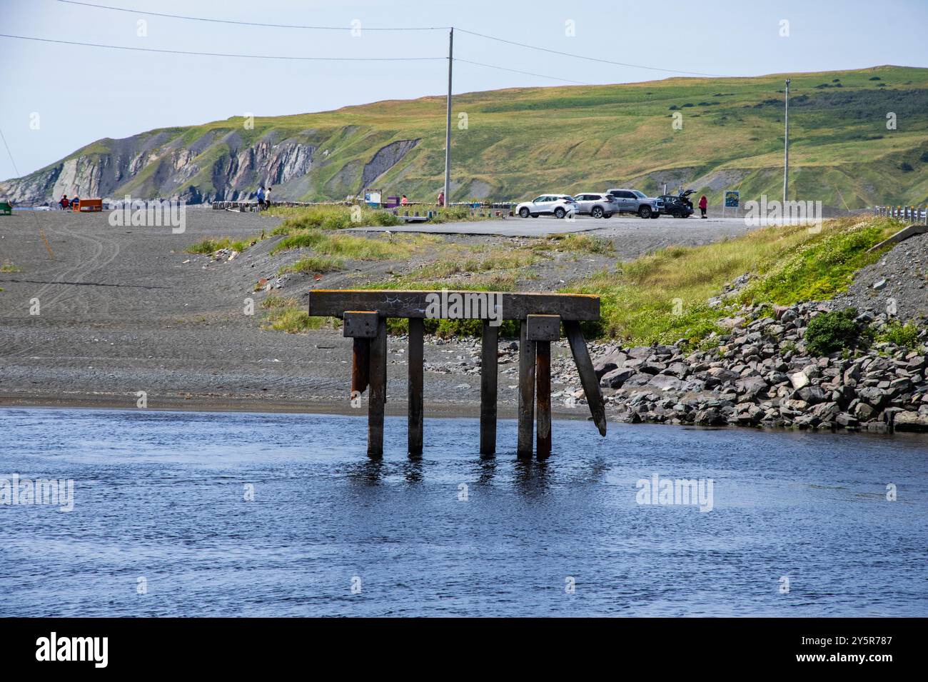 Ponti abbandonati in rovina a St. Vincent's–St Stephen's–Peter's River, Newfoundland & Labrador, Canada Foto Stock