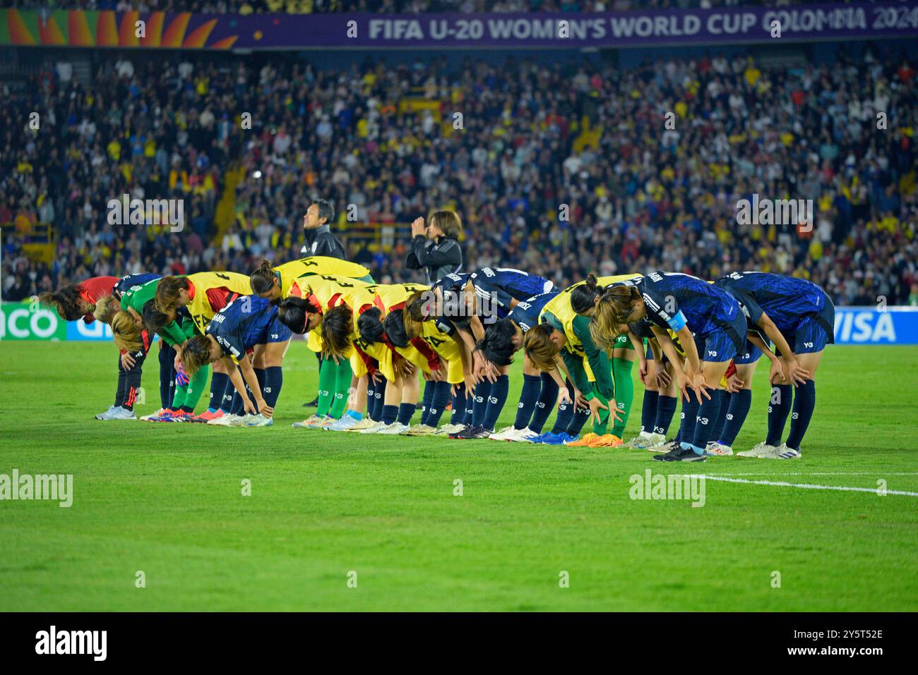 Bogotà, Colombia. 22 settembre 2024. Giocatori del Giappone dopo la finale della Coppa del mondo femminile FIFA U-20 Colombia 2024 tra Corea del Nord e Giappone, all'El Campin Stadium, a Bogotà il 22 settembre 2024. Foto: Julian Medina/DiaEsportivo/Alamy Live News crediti: DiaEsportivo/Alamy Live News Foto Stock