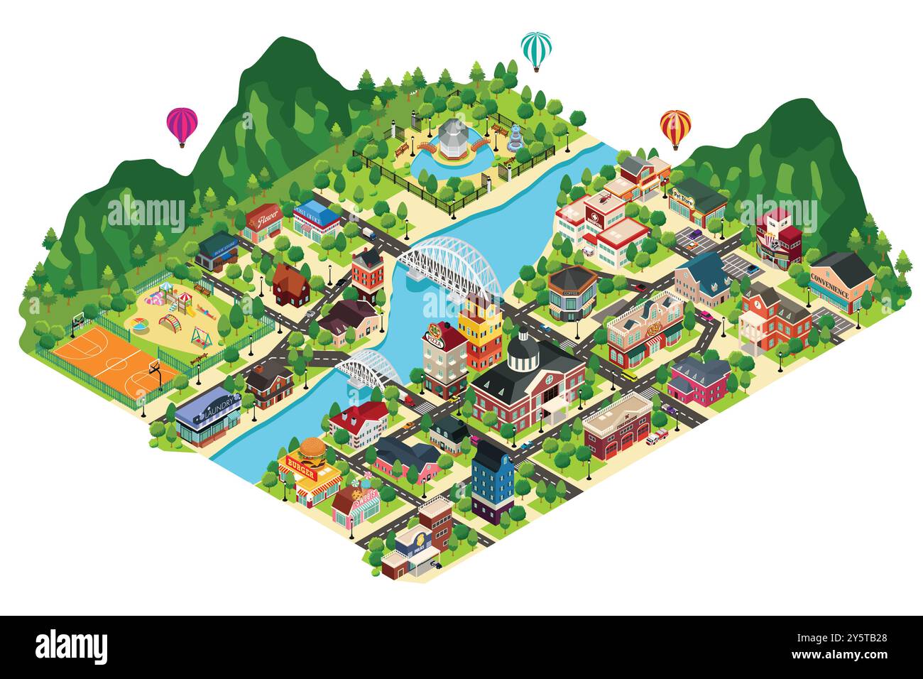 Illustrazione vettoriale della mappa isometrica della città Illustrazione Vettoriale