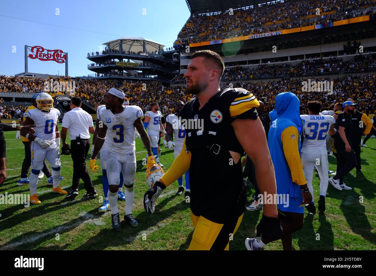 22 settembre 2024: T.J. Watt n. 90 durante la partita Steelers vs Chargers a Pittsburgh, Pennsylvania. Jason Pohuski/CSM Foto Stock