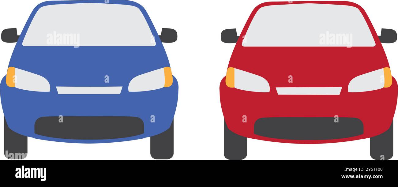 Icona piatta del vettore della vista anteriore del veicolo. Icona di forma del design anteriore del parcheggio. Illustrazione Vettoriale