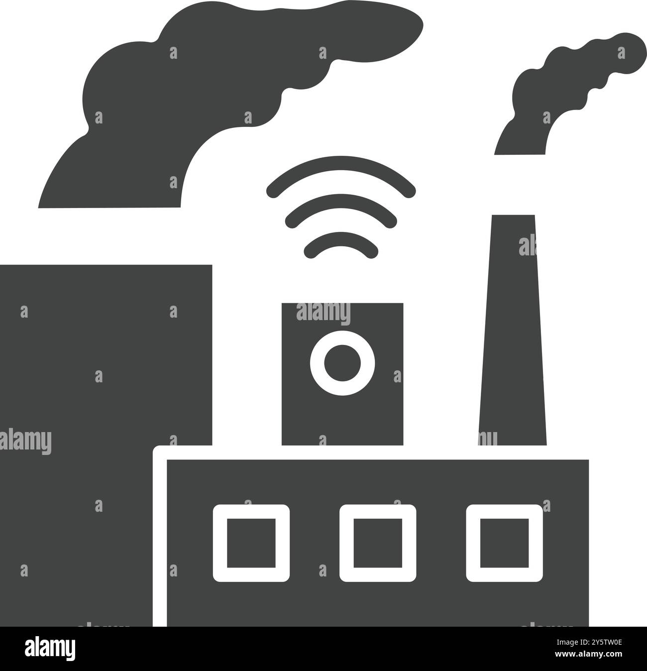 Immagine vettoriale dell'icona Smart Factory. Adatto per applicazioni mobili applicazioni Web e supporti di stampa. Illustrazione Vettoriale
