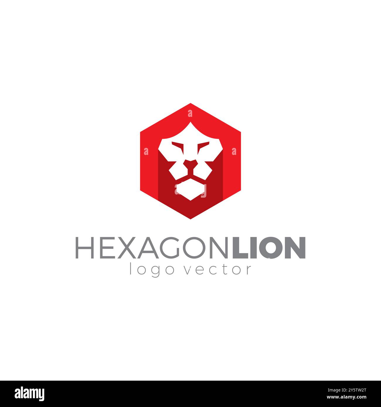 Logo esagonale Lion Design Vector Illustrazione Vettoriale