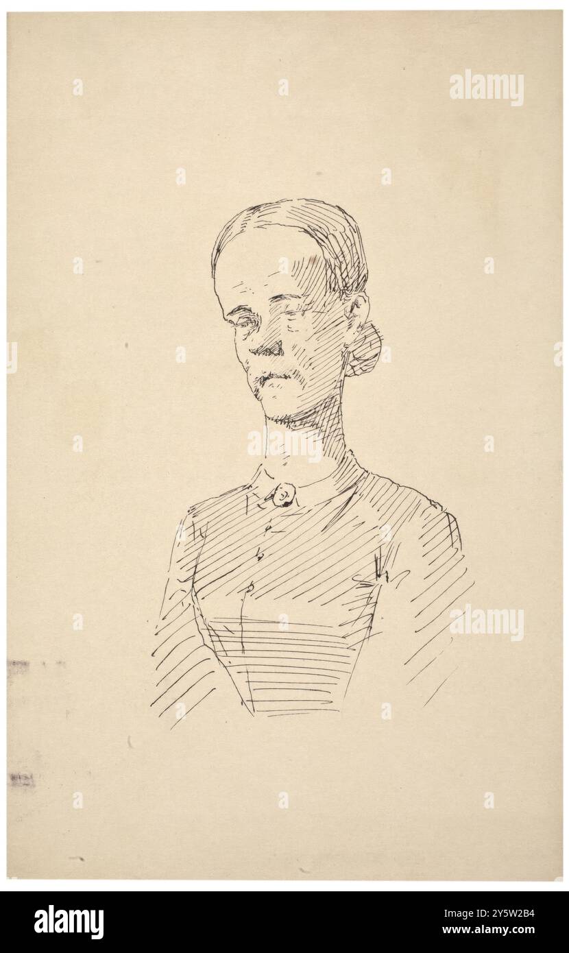 Ricardo de Madrazo y Garreta / "Ritratto di una signora". 1880 - 1890. Matita, inchiostro nero su carta tessuta. Museo: Museo del Prado, Madrid, España. Foto Stock