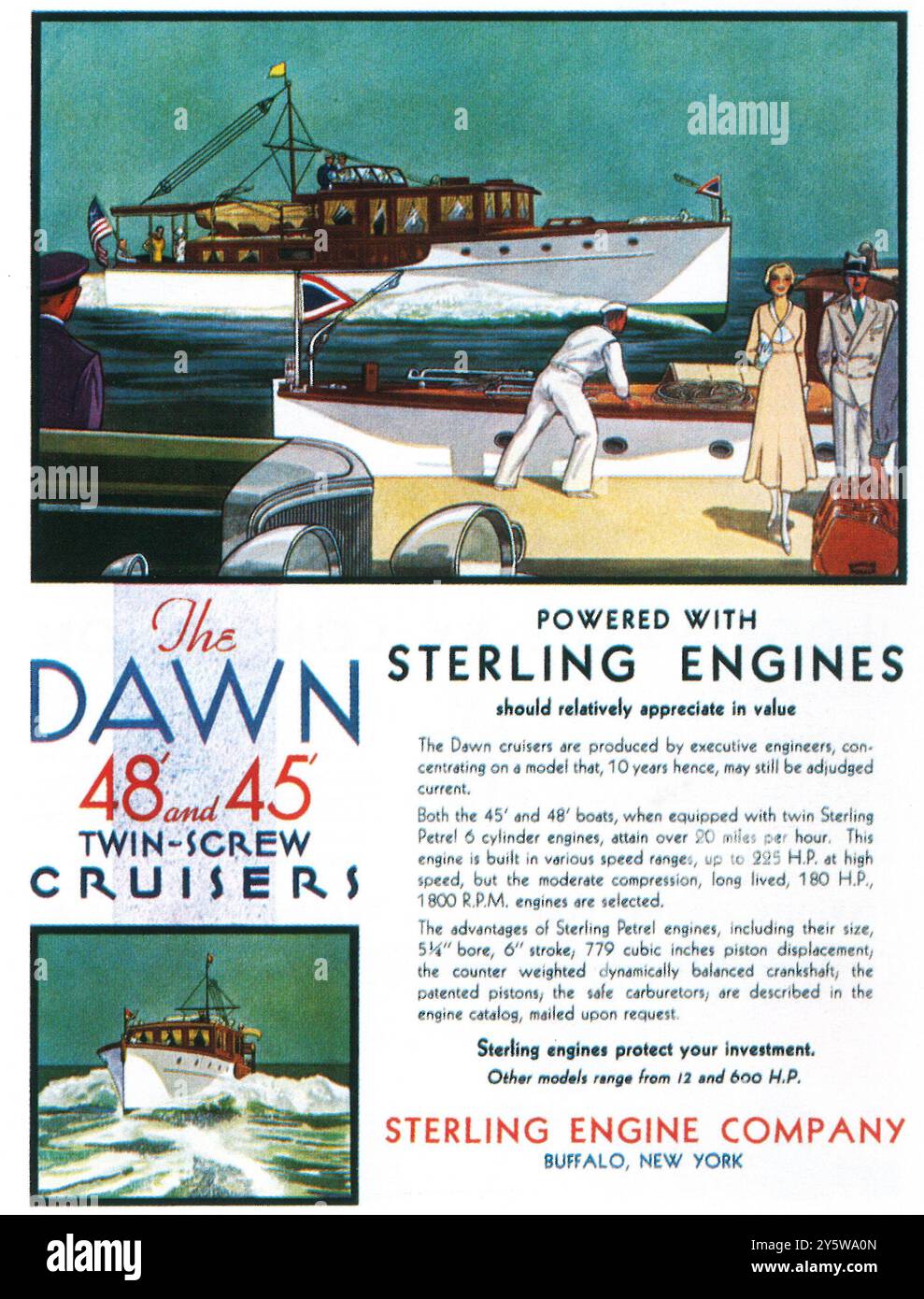 1931 Dawn Cruisers con Sterling Petrel Engines ad Foto Stock