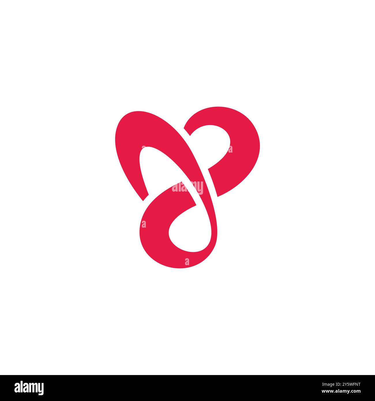 decorazione a cuore rosso nastro astratto curve triangolari logo vettoriale Illustrazione Vettoriale